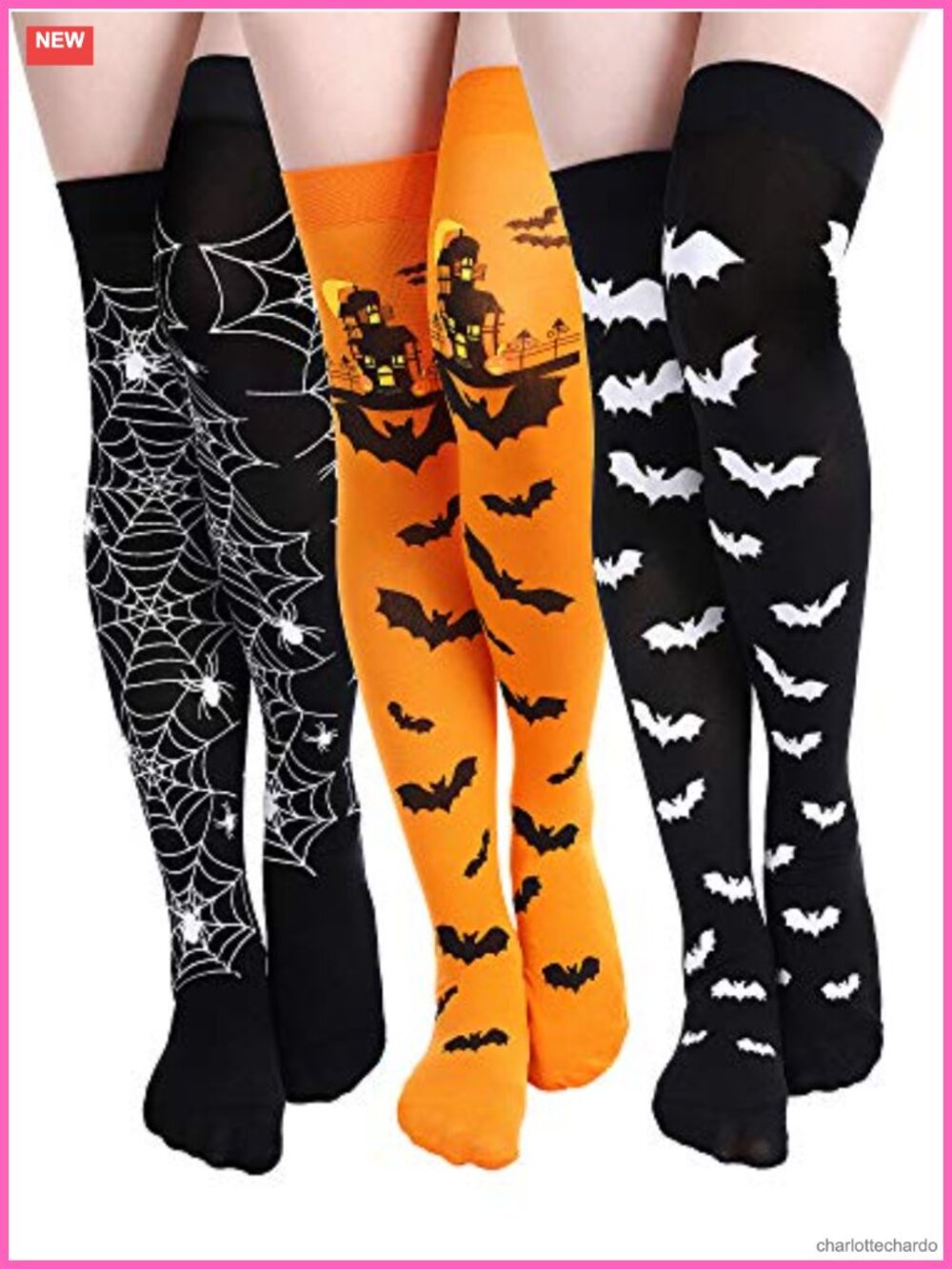 Thigh High Halloween Socks 3 Pairs Over Knee Cosplay Costume Party
